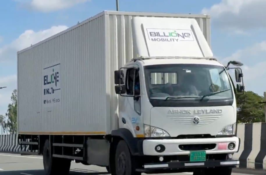 Electric truck fleet on Indian highway